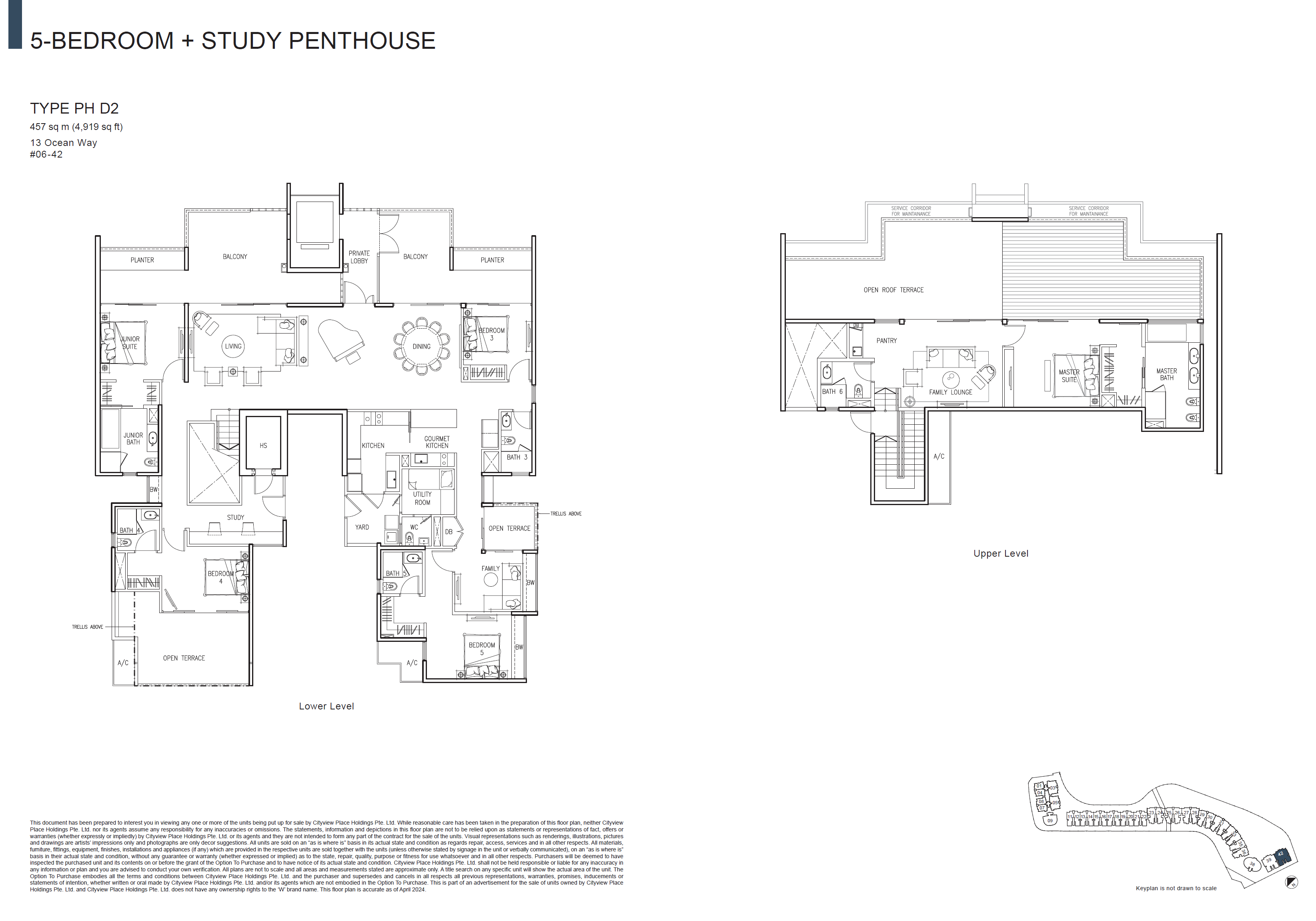 Floor plan of The Residences At W Singapore Sentosa Cove type Penthouse, Penthouse, 4,919 sq ft